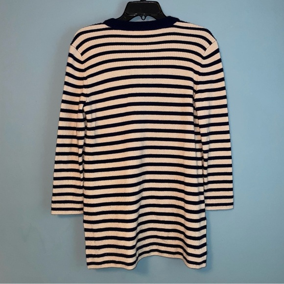 Tory Burch Striped Split Neck Cashmere Lizzie Tunic Sweater Size Medium - Picture 9 of 9